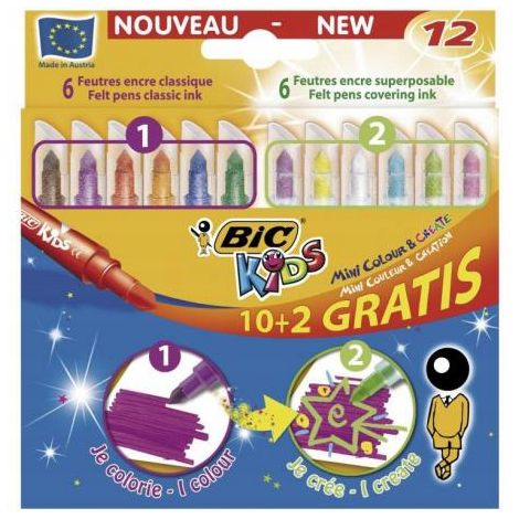 Pisaki Bic Kids Mini Colour, 12 kolorów - 2
